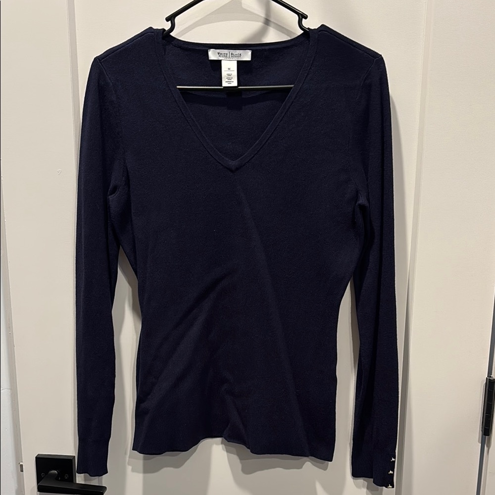 WHBM Navy V-Neck Sweater